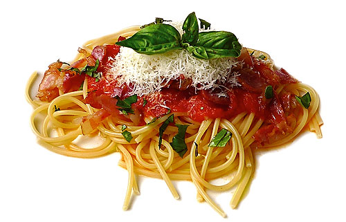 Spaguetti en salsa de tomate con tocineta - ID1648