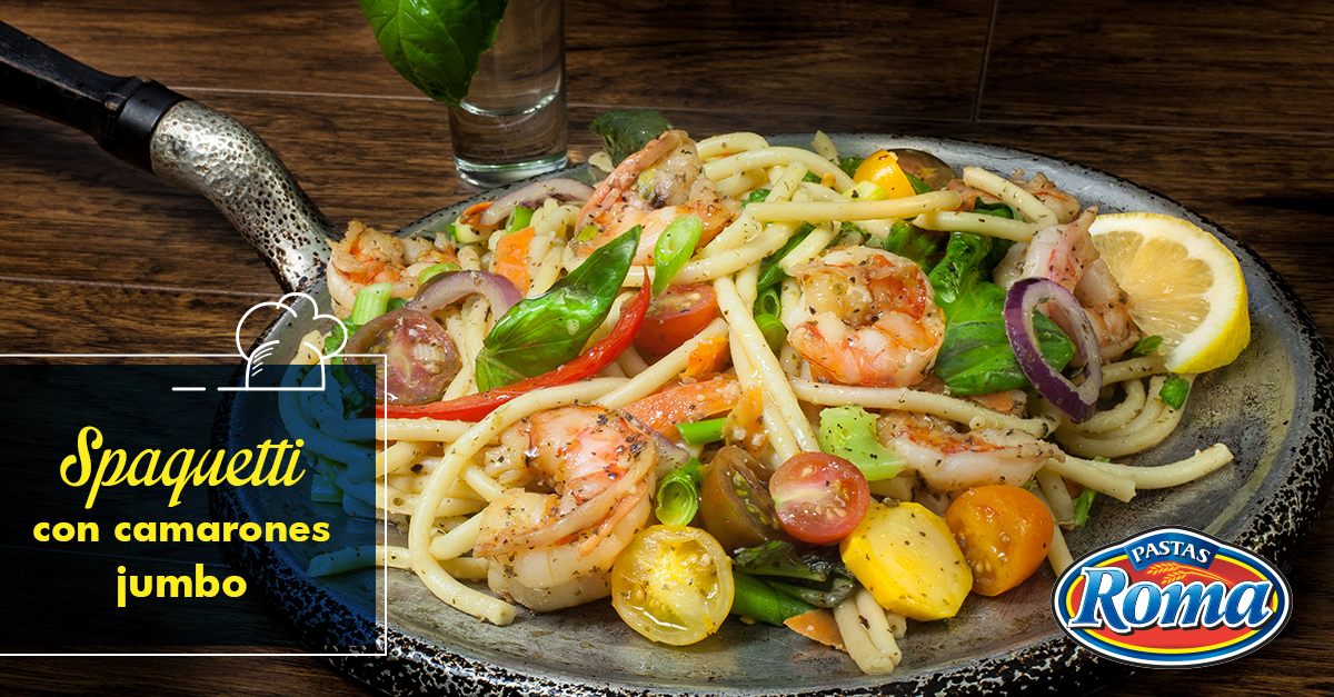 Spaguetti con camarones jumbo - ID4942