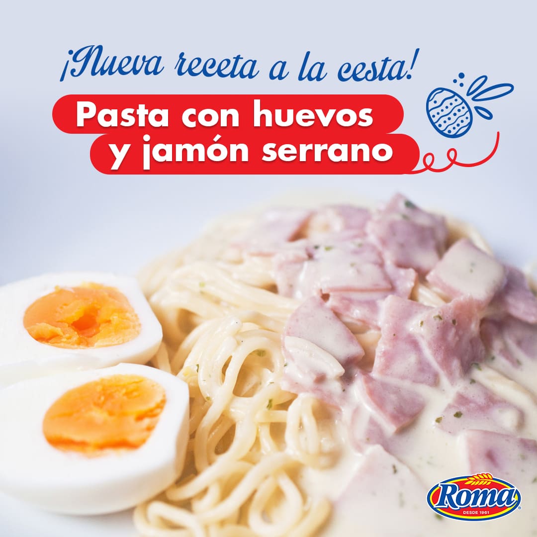 pasta con huevo y jamon